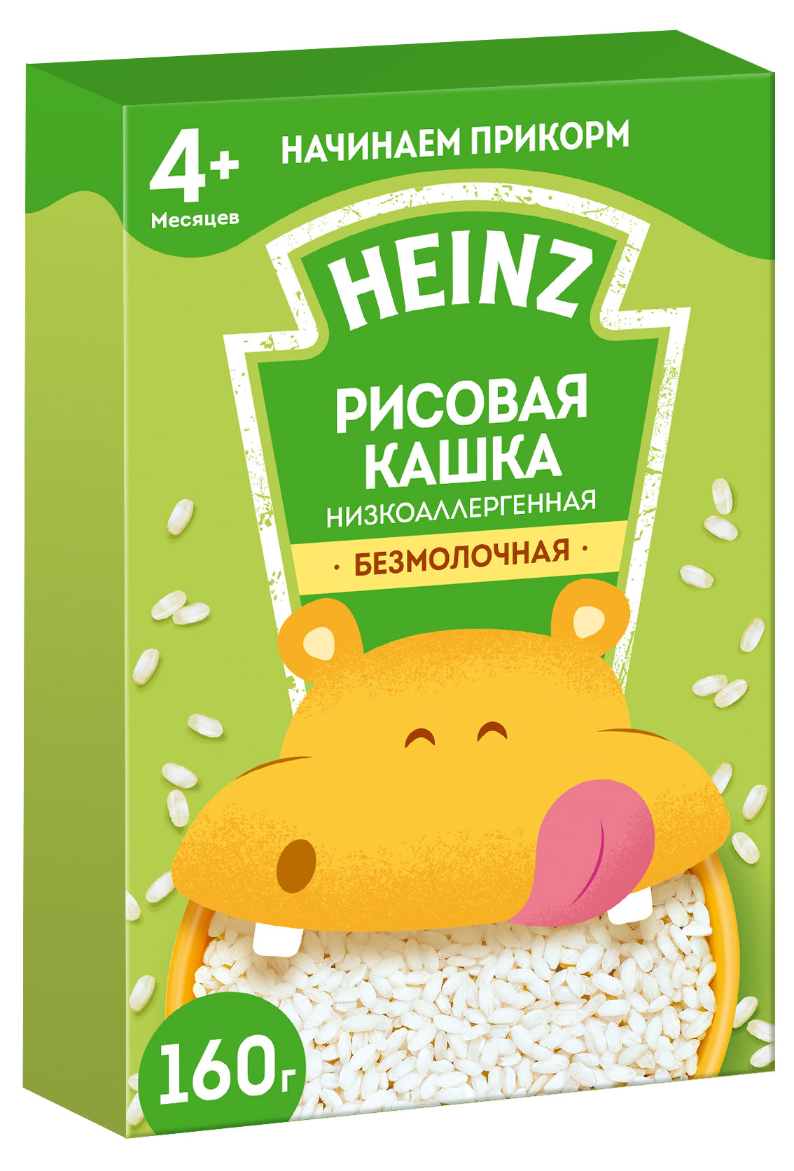 

Каша безмолочная Heinz рисовая низкоаллергенная с 4 мес., 160 г