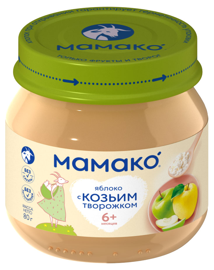 

Пюре Мамако Яблоко с козьим творогом с 6 месяцев, 80 г