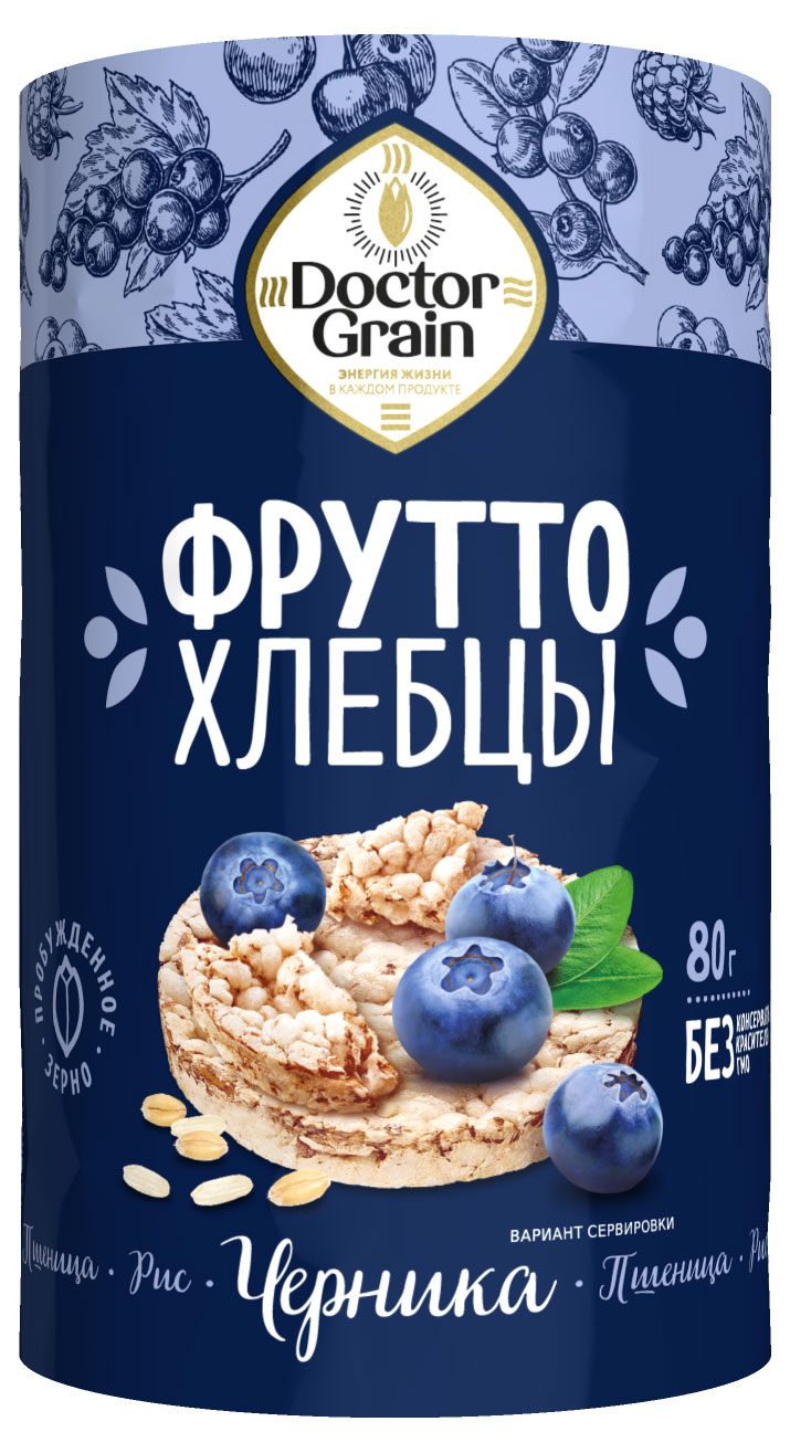 

Хлебцы хрустящие Doctor Grain Фрутто с черникой, 80 г