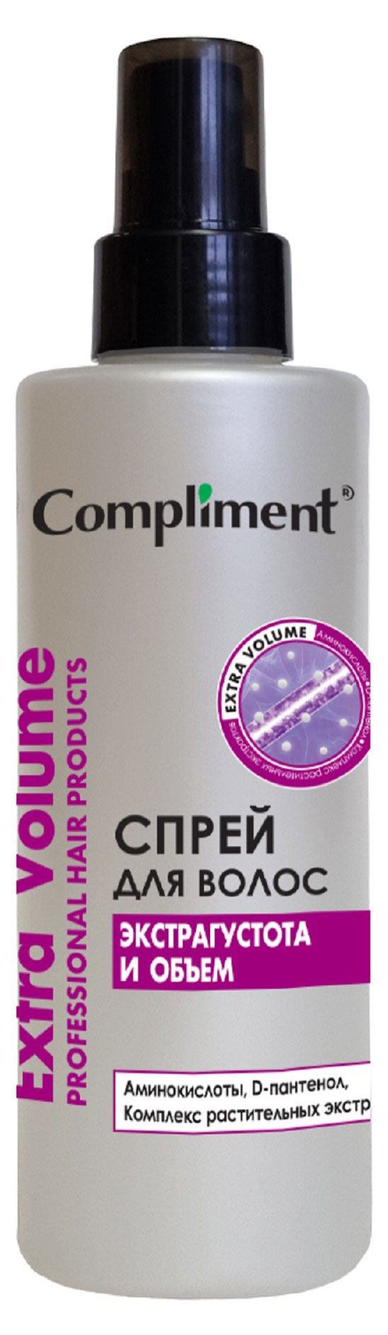 

Спрей для волос Compliment Extra Volume Экстрагустота и объем, 200 мл
