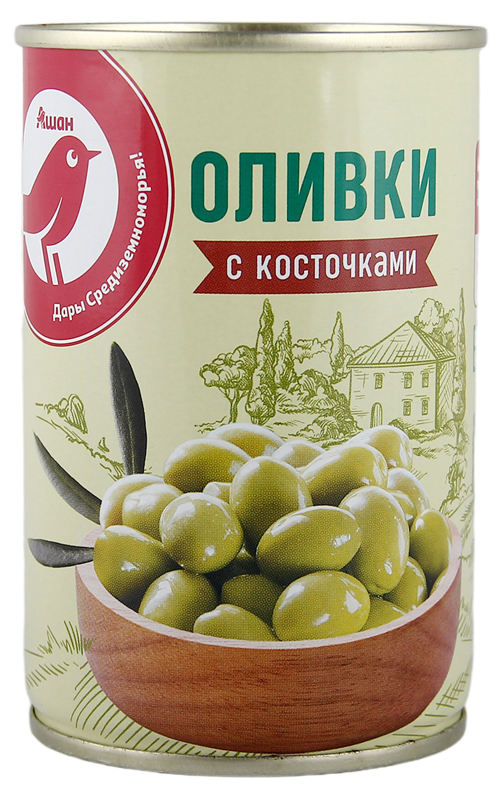 

Оливки АШАН Красная птица с косточкой, 300 г