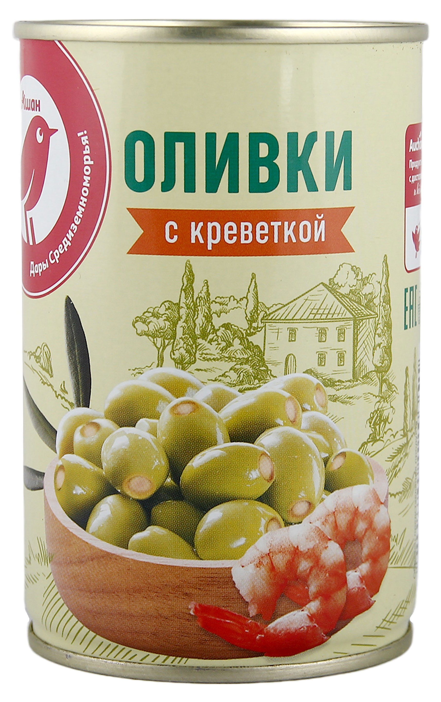 

Оливки АШАН Красная птица с креветками, 300 г