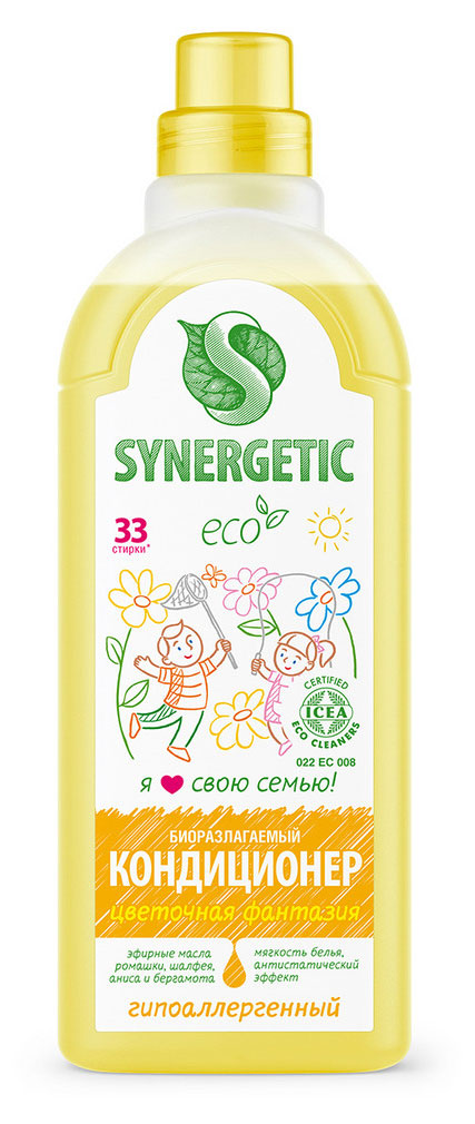 

Кондиционер для белья Synergetic Цветочная фантазия 33 стирки, 1 л