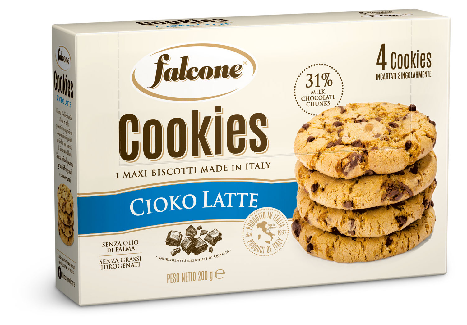 

Печенье сахарное Falcone Cookies с молочным шоколадом, 200 г