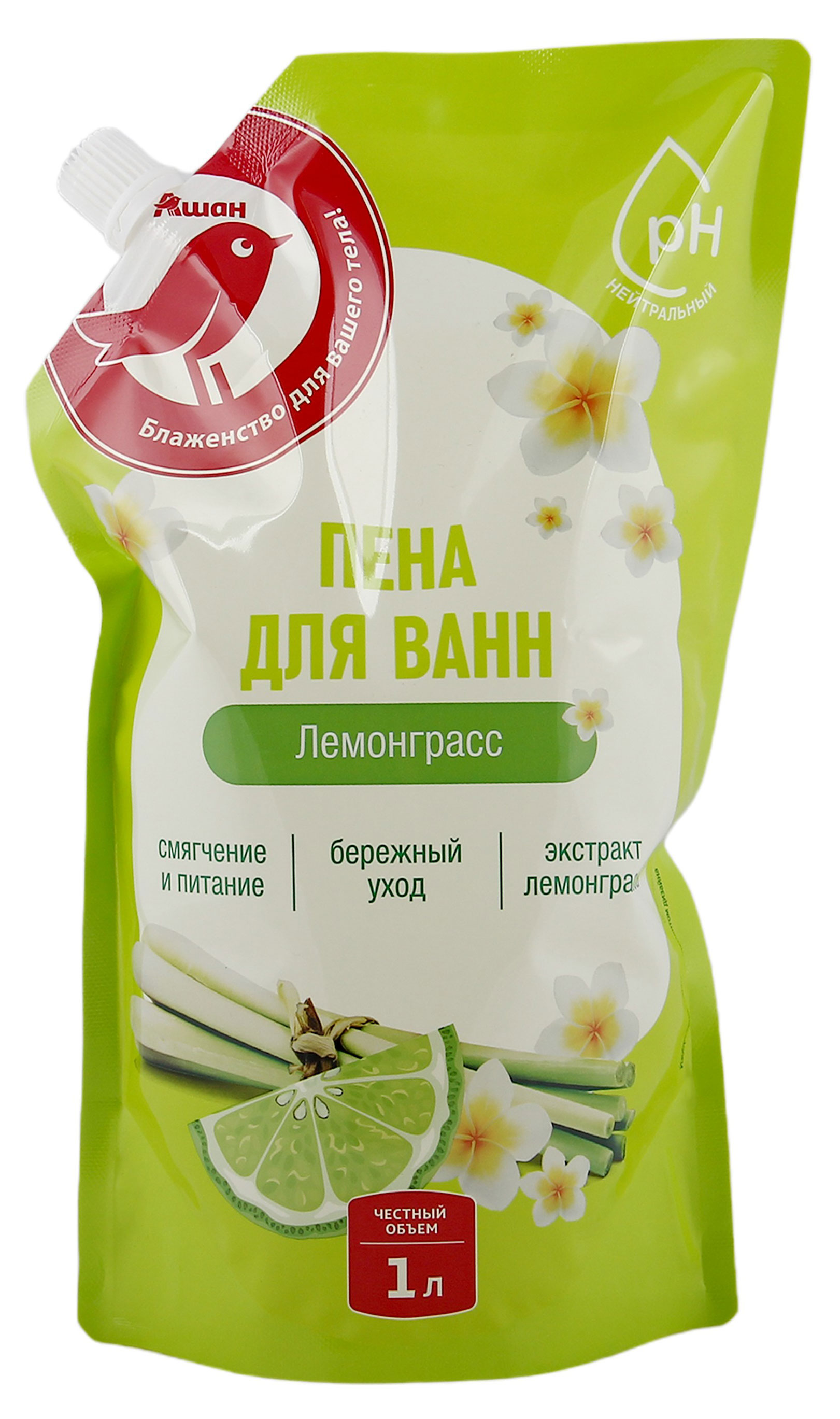

Пена для ванн АШАН Красная птица с ароматом лемонграсса, 1 л