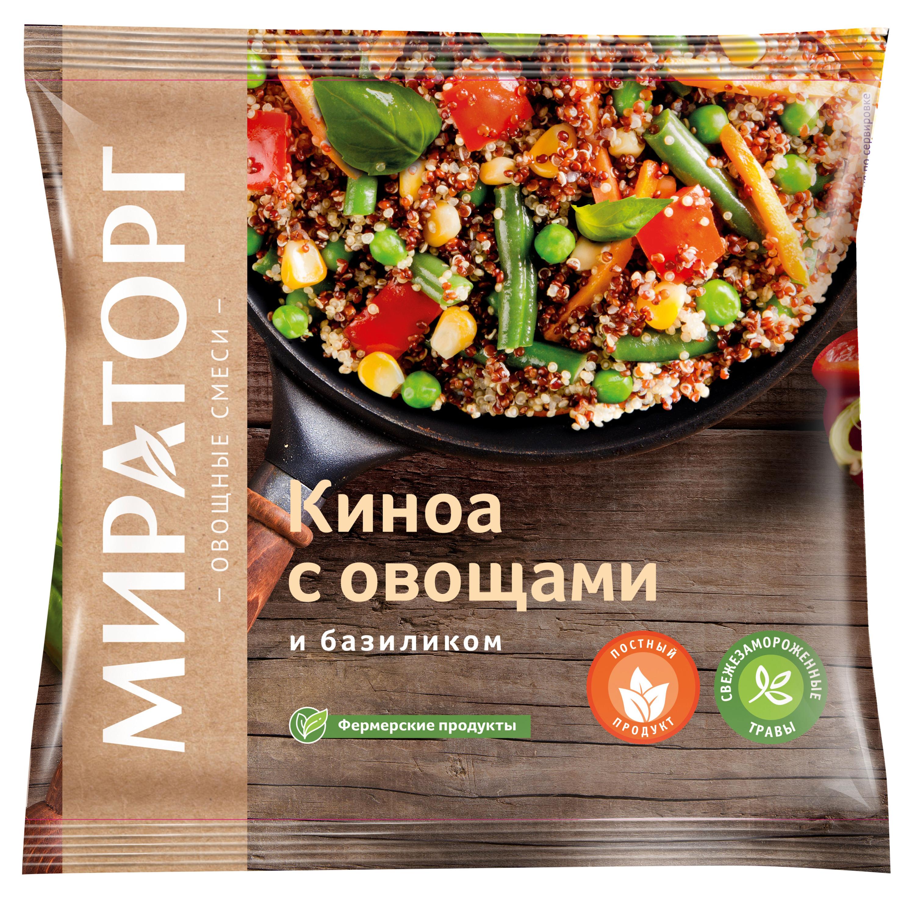 

Овощная смесь Киноа Мираторг с овощами и базиликом постная замороженная, 400 г