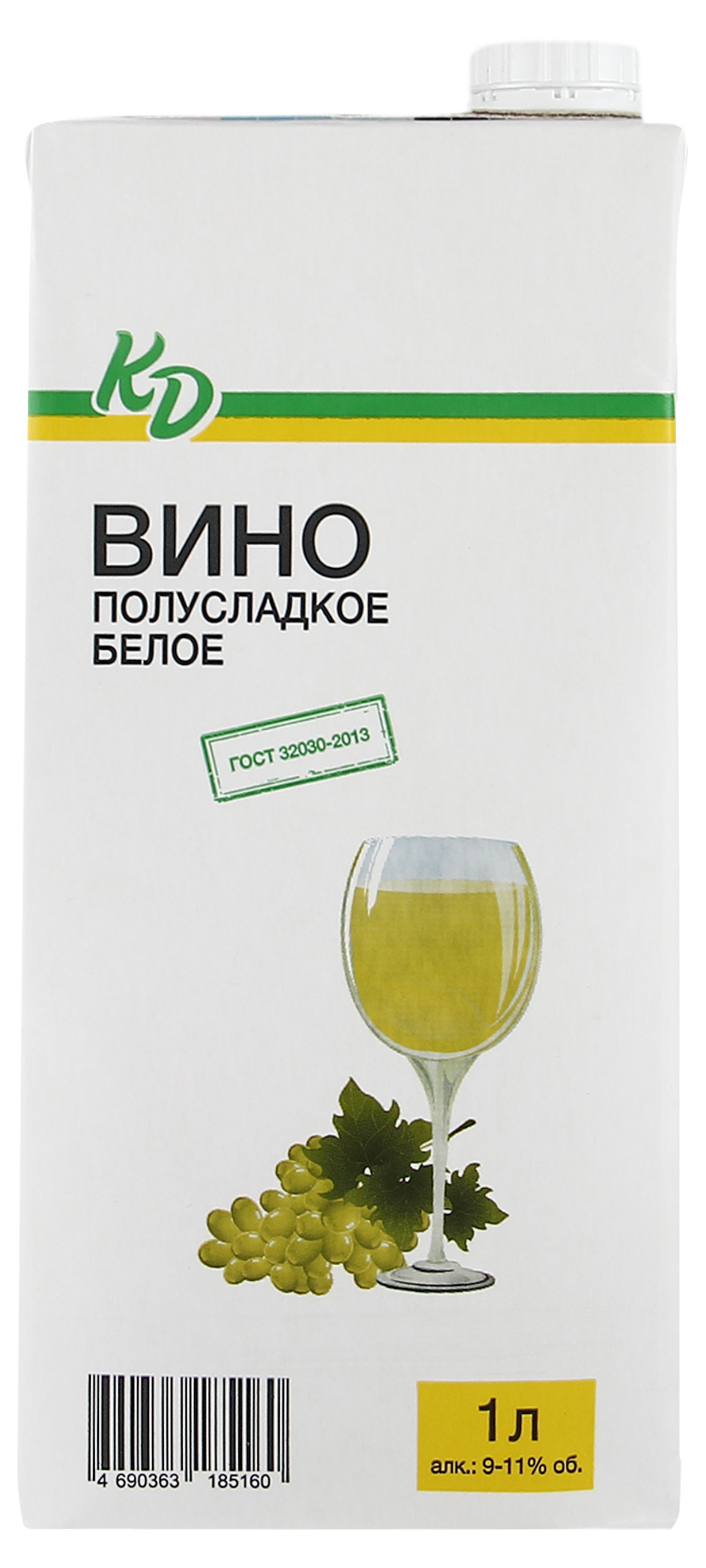 

Вино КД полусладкое белое Россия, 1 л