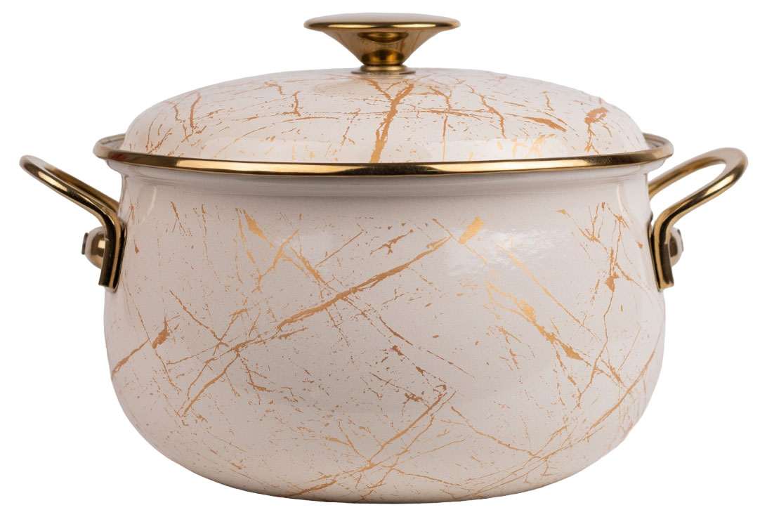 

Кастрюля Катюша Мрамор эмалированная бежевая, 3 л