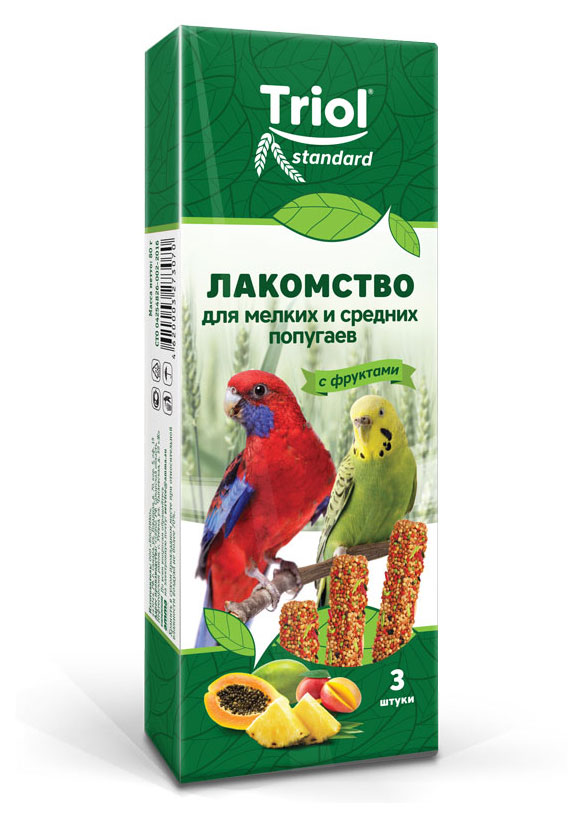 

Лакомство для попугаев Triol с фруктам 3в1, 80 г