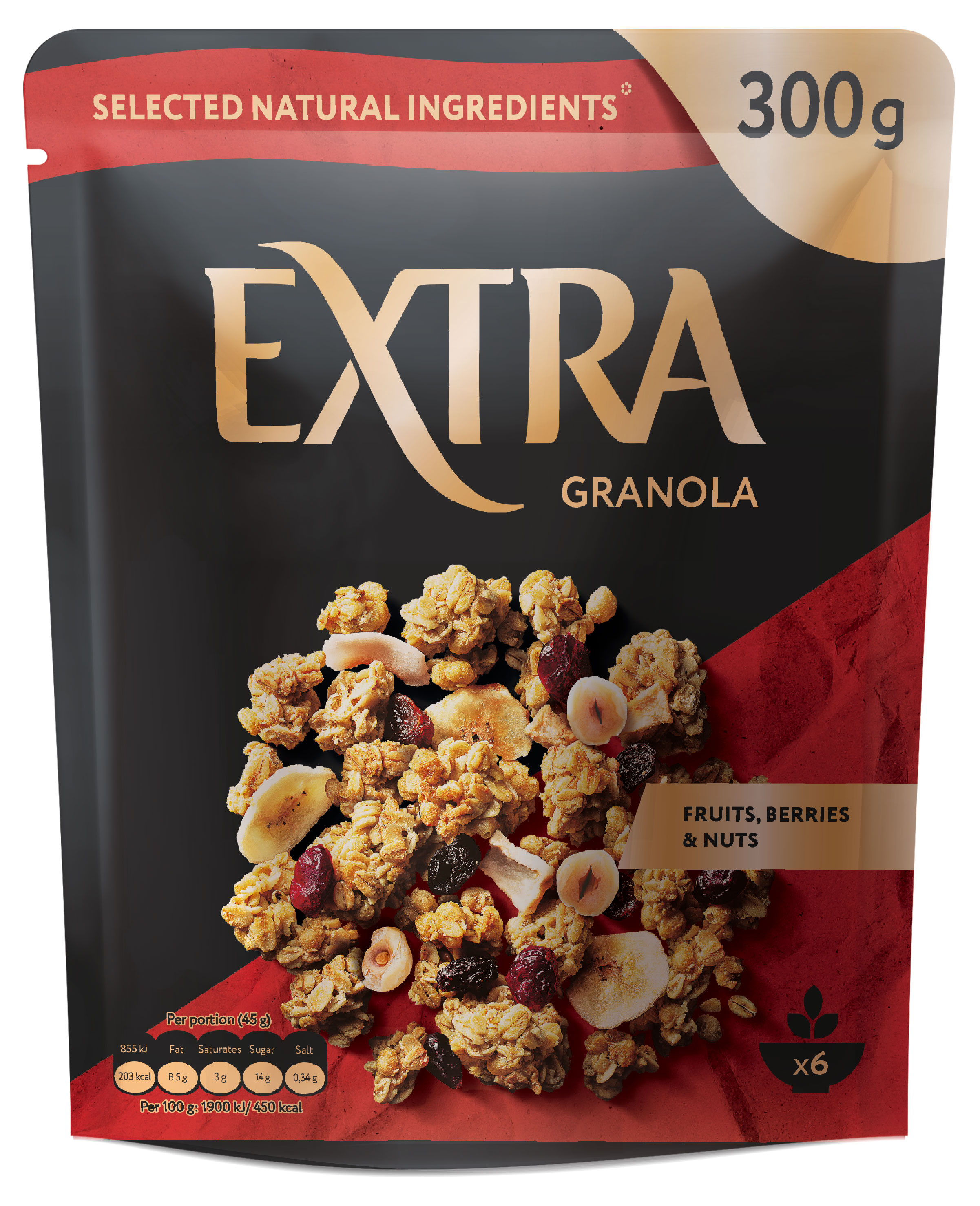 

Гранола-мюсли Extra Хрустящая с фруктами, ягодами и орехами, 300 г