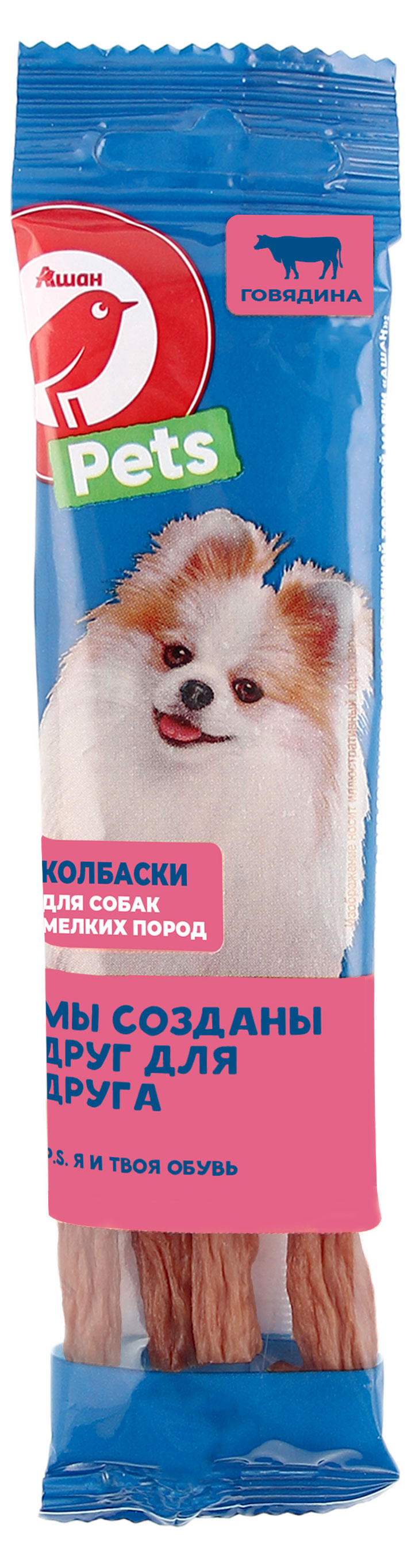 

Лакомство АШАН Красная птица Колбаски из говядины, 35 г