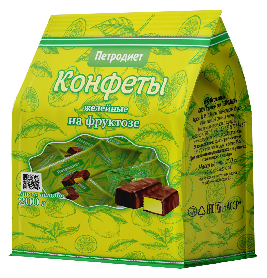 

Конфеты желейные Петродиет на фруктозе, 200 г