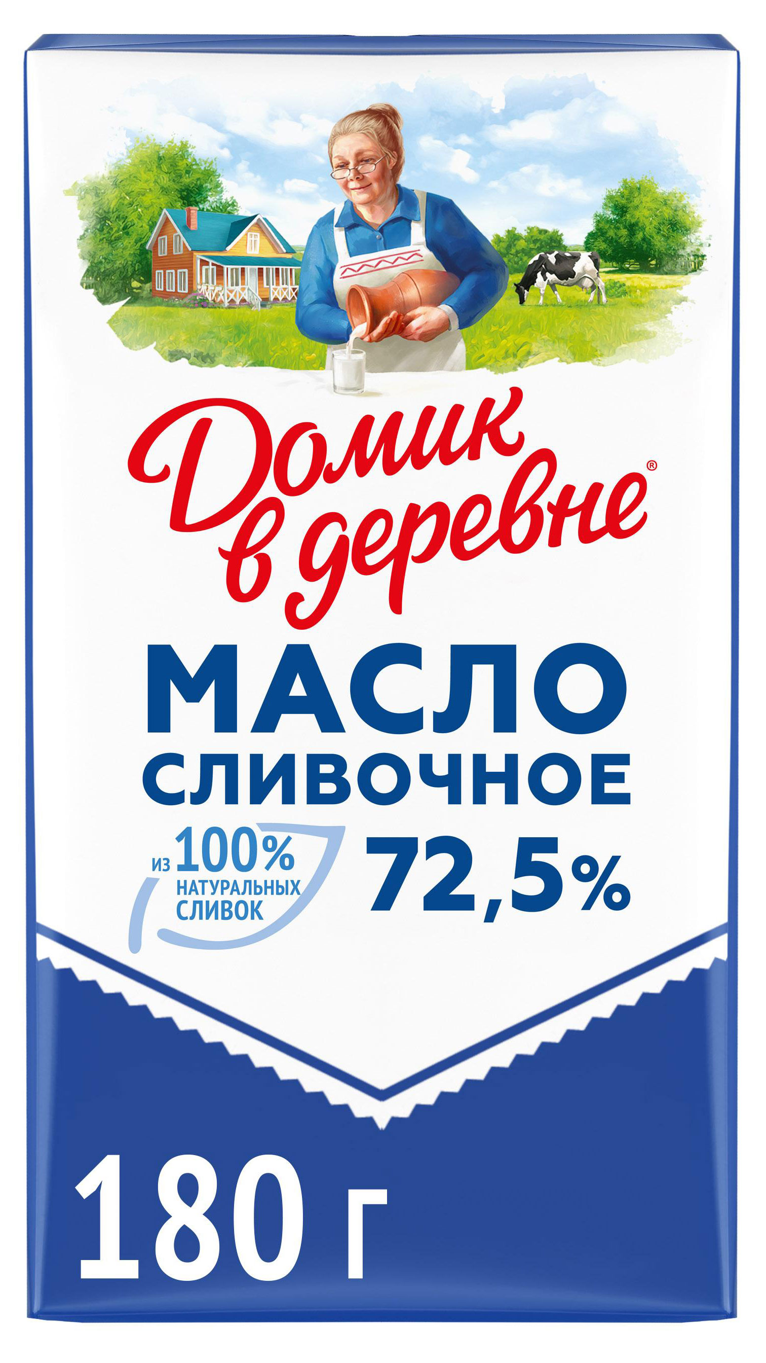 

Масло сливочное Домик в деревне из натуральных сливок 72,5%, 180 г