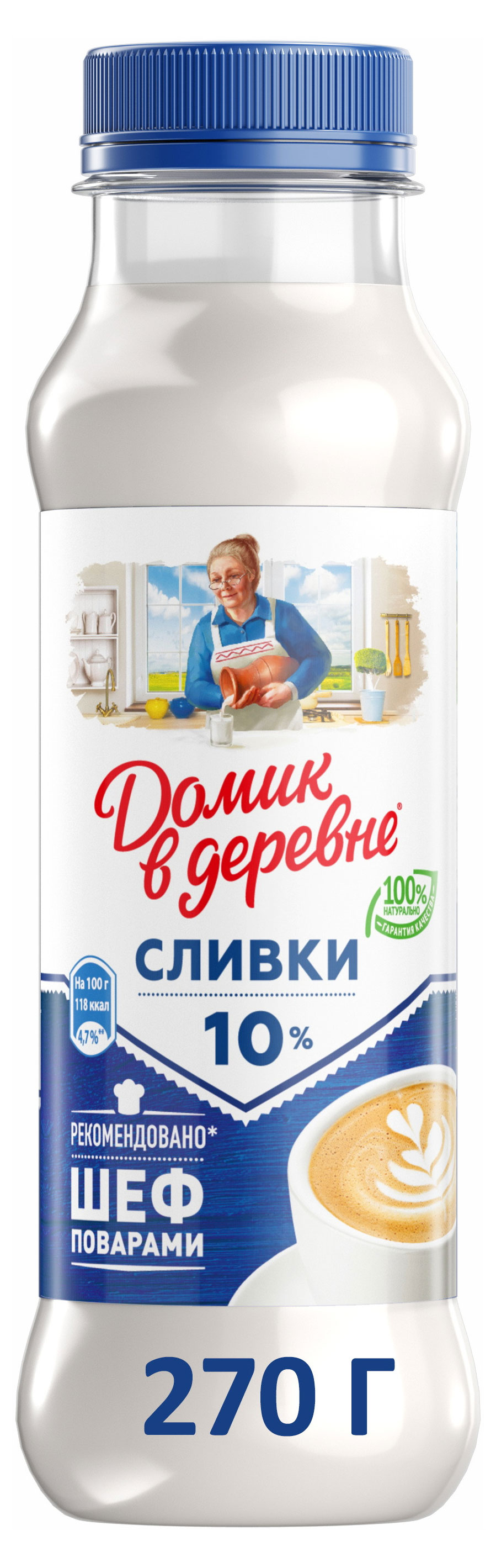 

Сливки пастеризованные Домик в деревне питьевые 10% БЗМЖ, 270 г