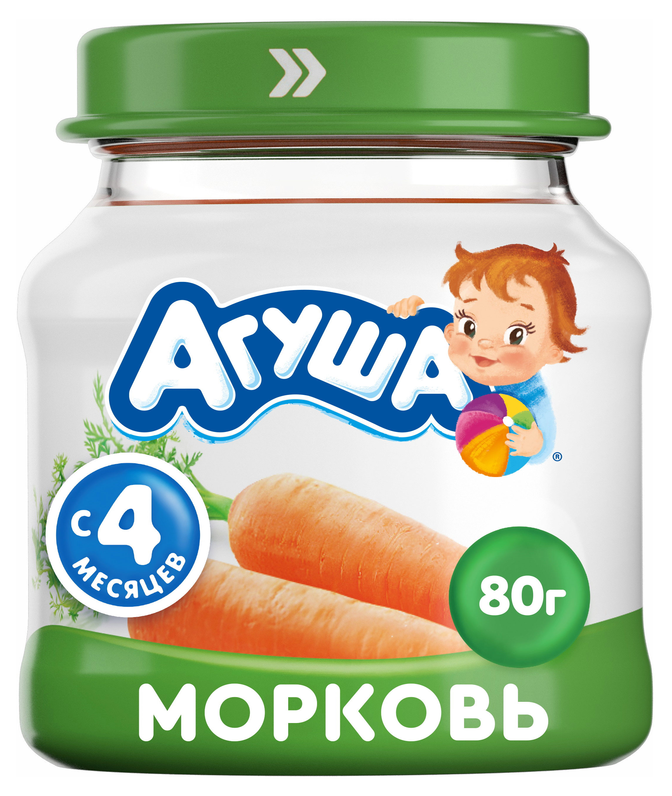 

Пюре Агуша Первая ложка морковь с 4 мес., 80 г