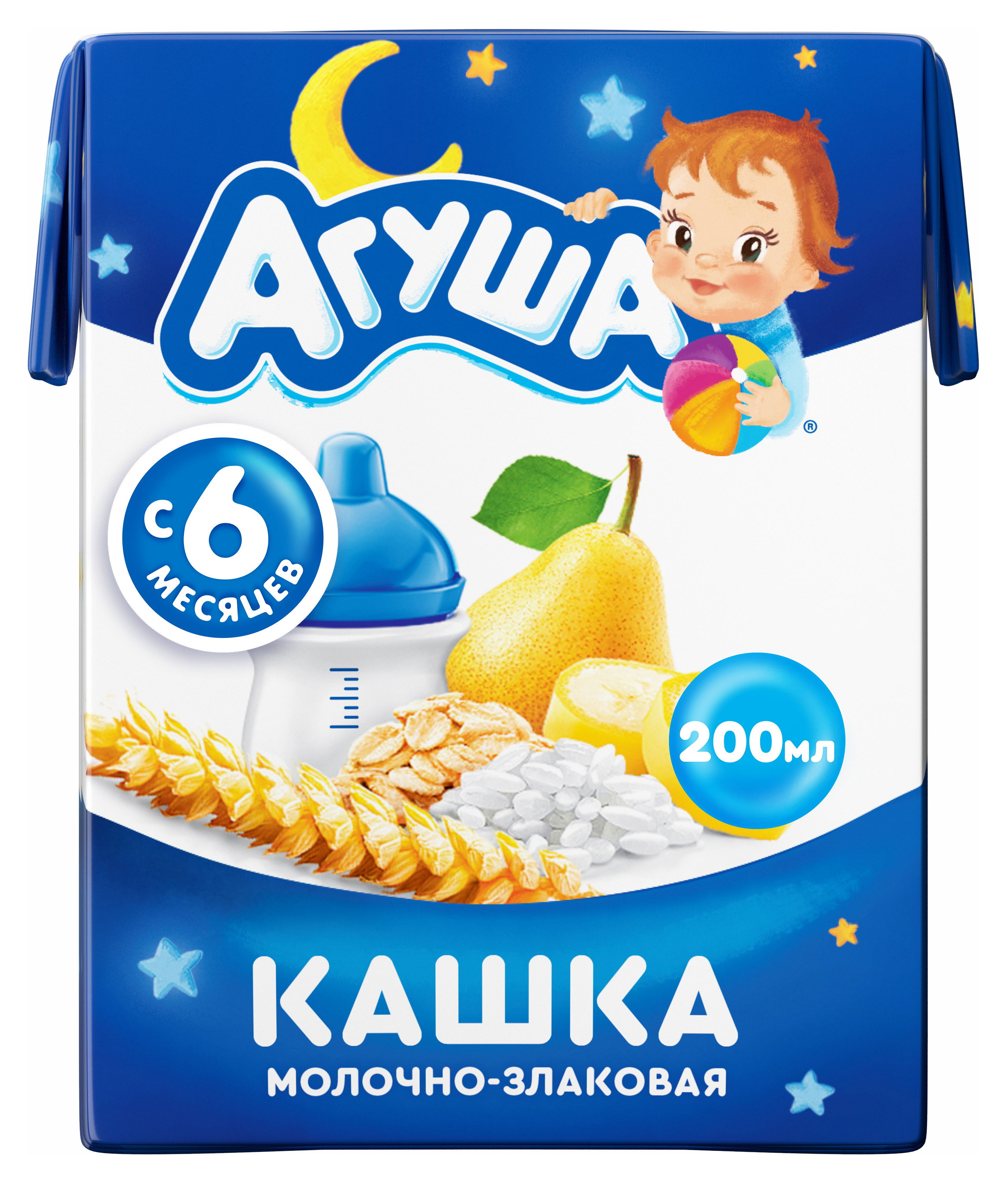 

Каша молочная Агуша злаковая с грушей и бананом с 6 мес., 200 мл