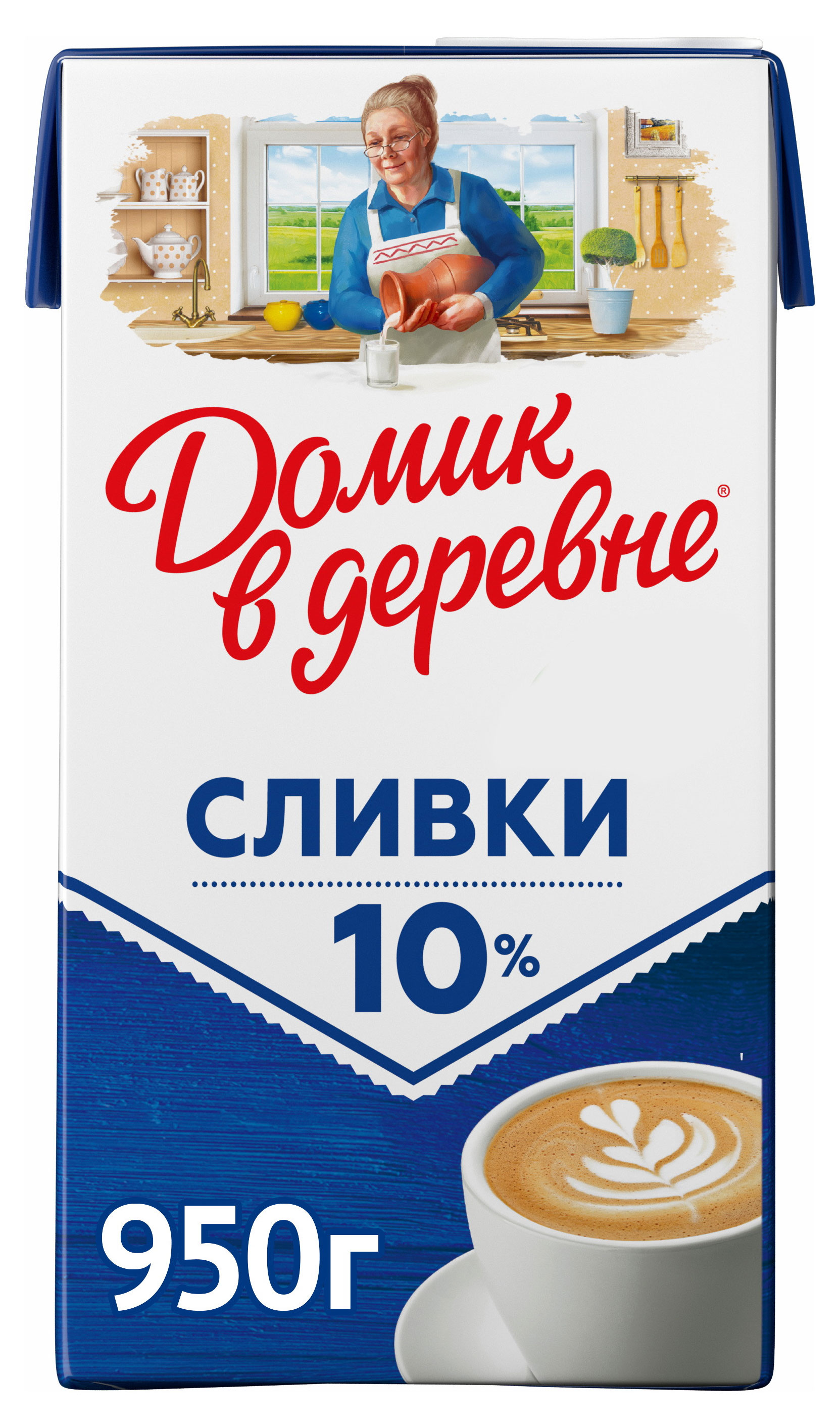 Изображение товара Сливки стерилизованные «Домик в деревне» нормализованные 10% БЗМЖ, 950 г