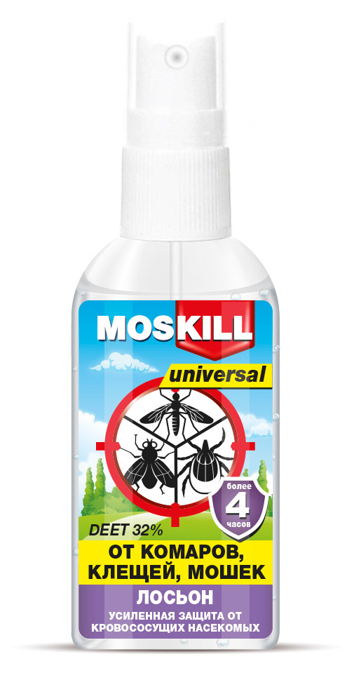 Изображение товара Средство репеллентное «Москилл» Универсал лосьон-спрей от комаров и клещей, 60 мл