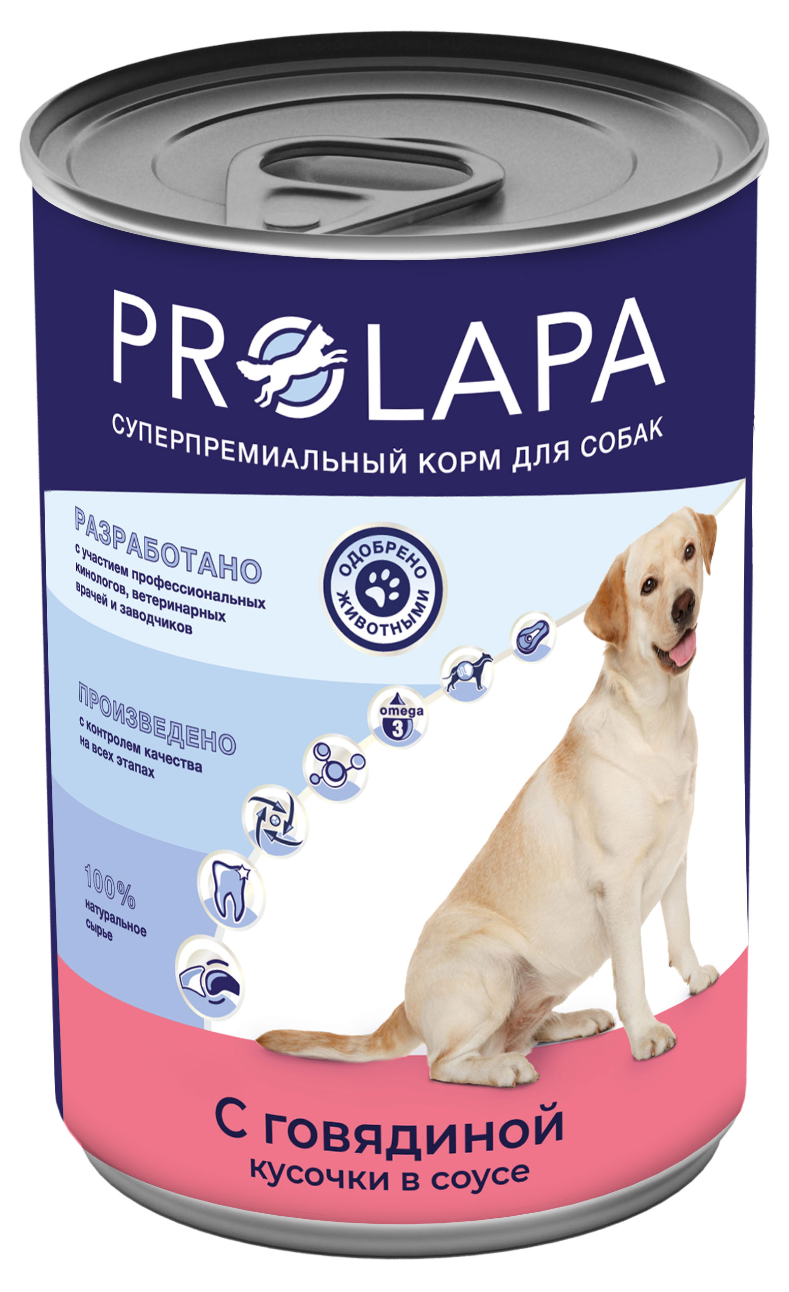 

Влажный корм для собак Prolapa Premium говядина в соусе, 850 г
