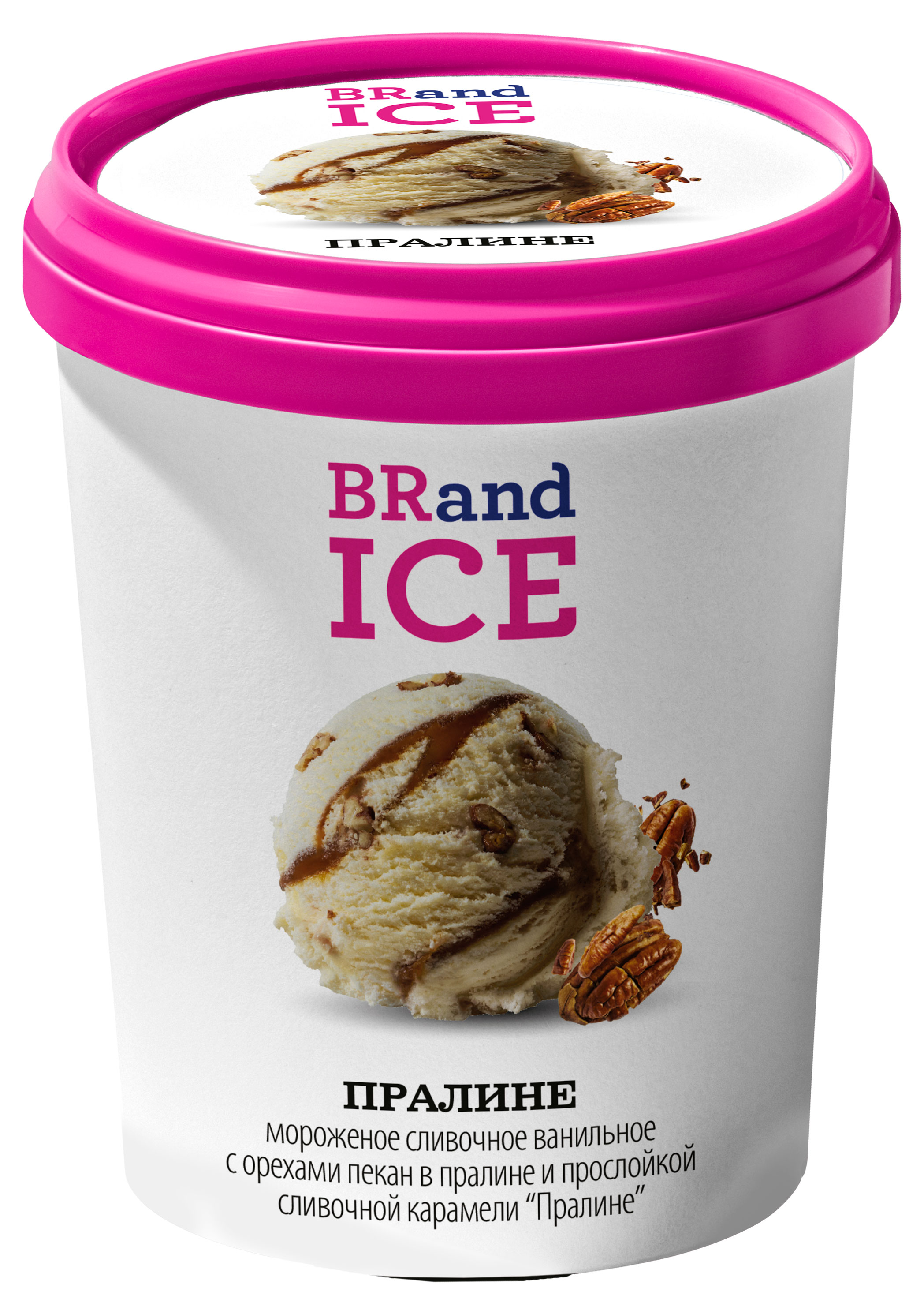 

Мороженое сливочное BRandICE Пралине с орехами пекан в пралине и прослойкой сливочной карамели БЗМЖ, 600 г
