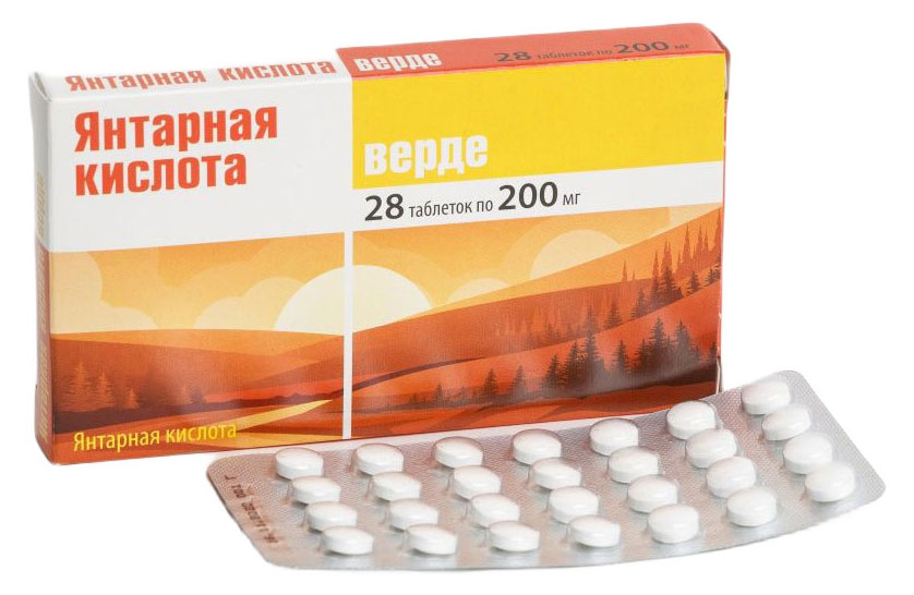Изображение товара Янтарная кислота «Аклен» Верде 200 мг, 28 таблеток