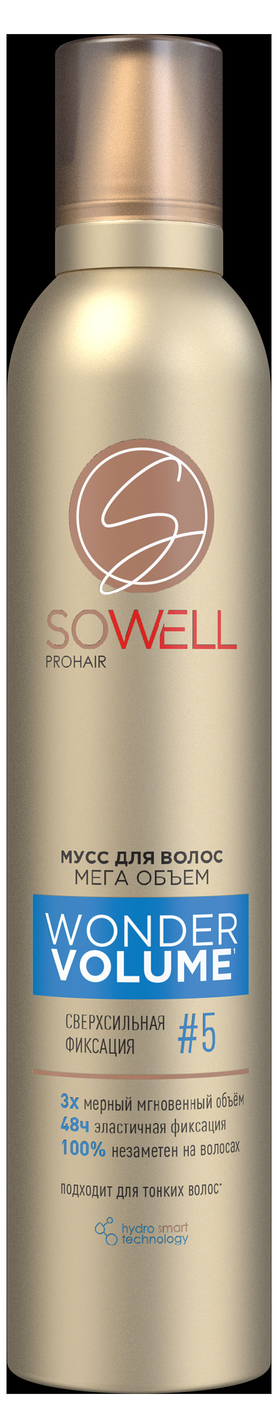 

Мусс для волос SoWell Wonder Volume Мега объем от корней сверхсильной фиксации 5, 200 мл