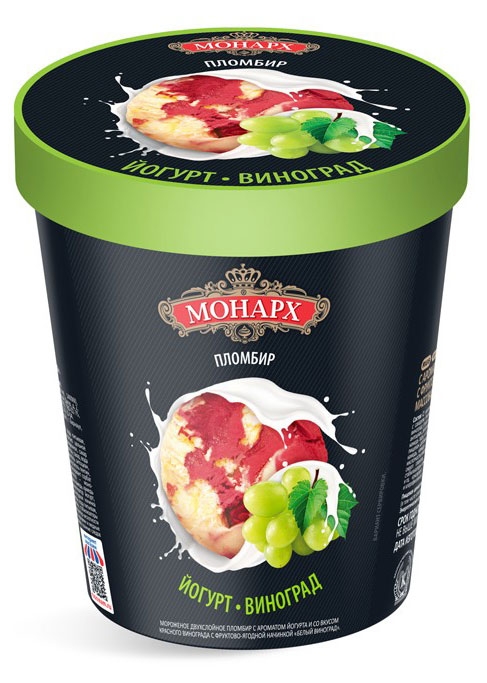 

Мороженое пломбир Монарх йогурт красный виноград БЗМЖ, 330 г