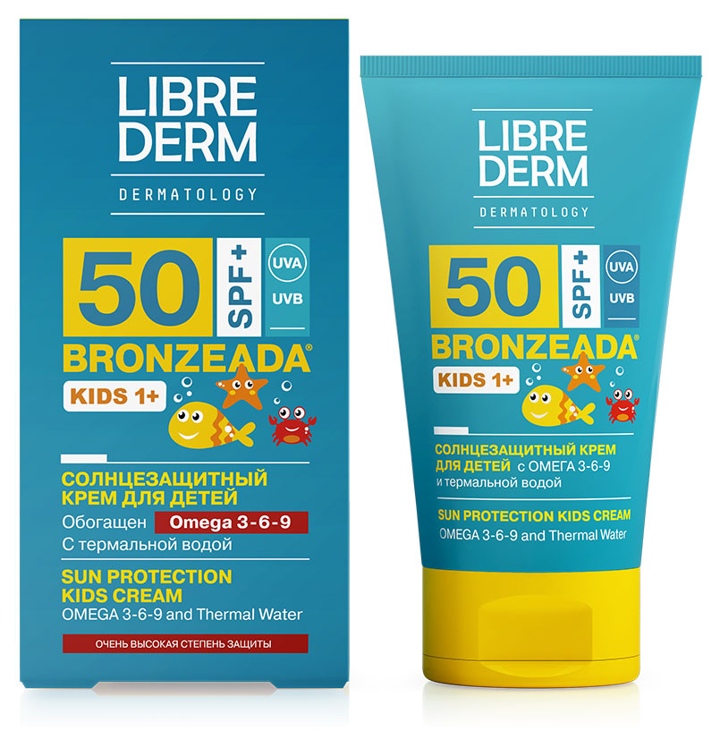 

Крем солнцезащитный для детей Librederm Bronzeada SPF50+ с Омега 3-6-9 и термальной водой, 150 мл