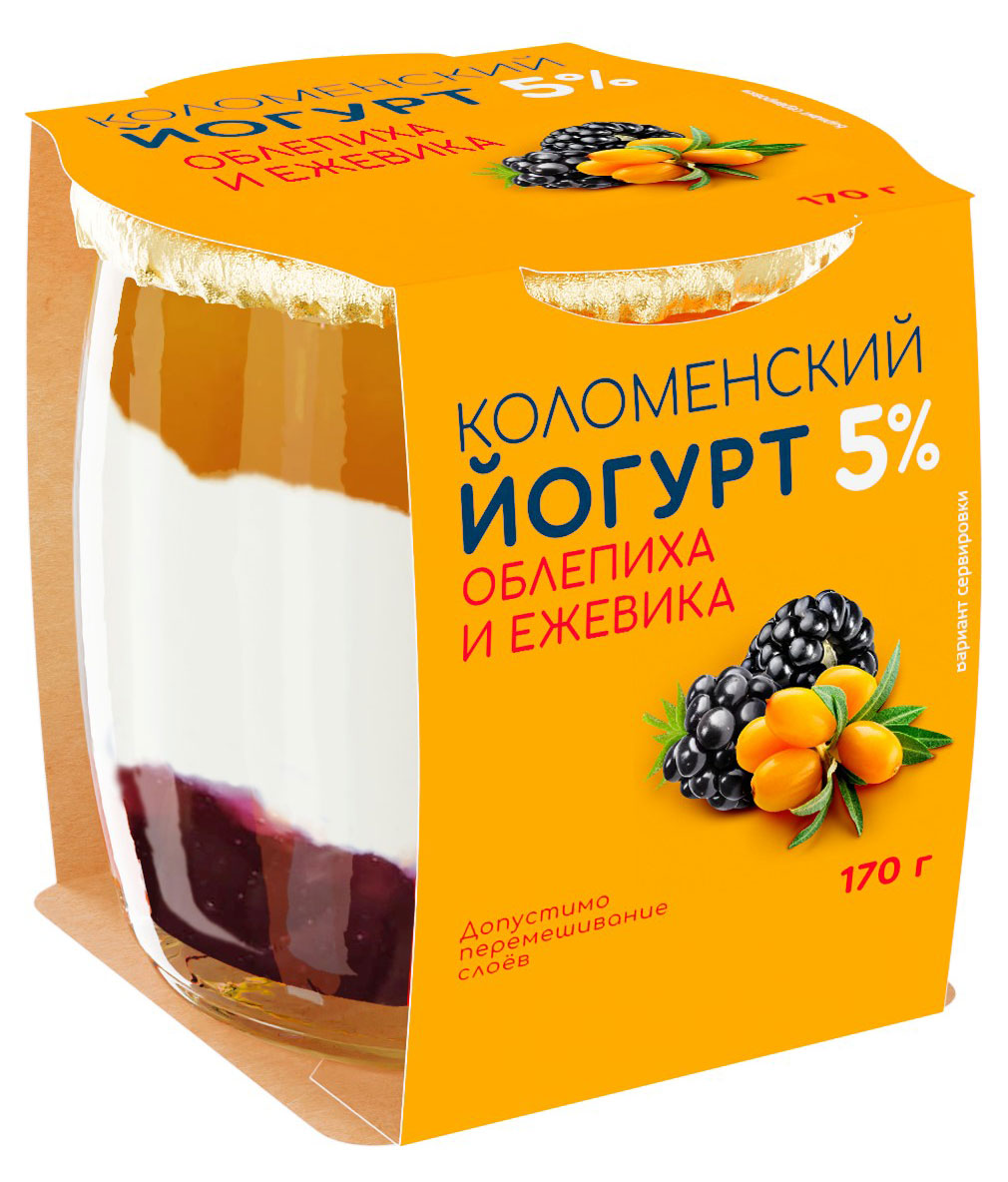 

Йогурт Коломенский Облепиха-ежевика 5% БЗМЖ, 170 г