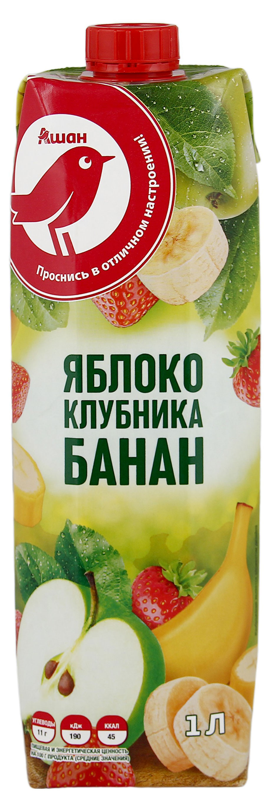 

Нектар АШАН Красная птица со вкусом яблока клубники и банана, 1 л
