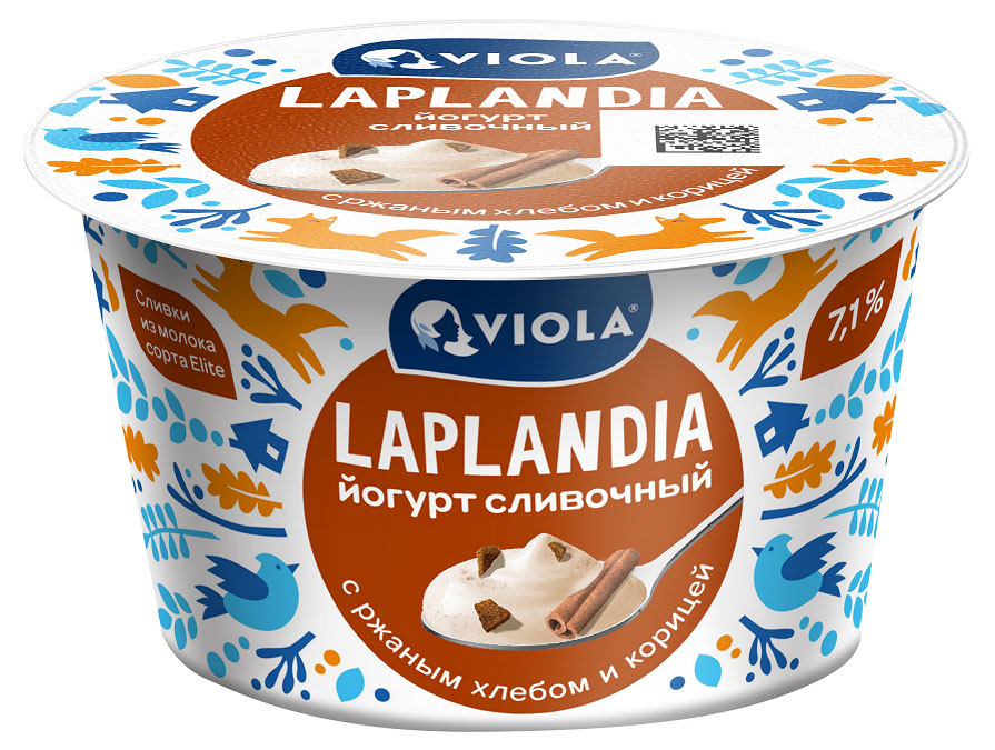 

Йогурт сливочный с ржаным хлебом и корицей Viola Laplandia 7,1% БЗМЖ, 180 г
