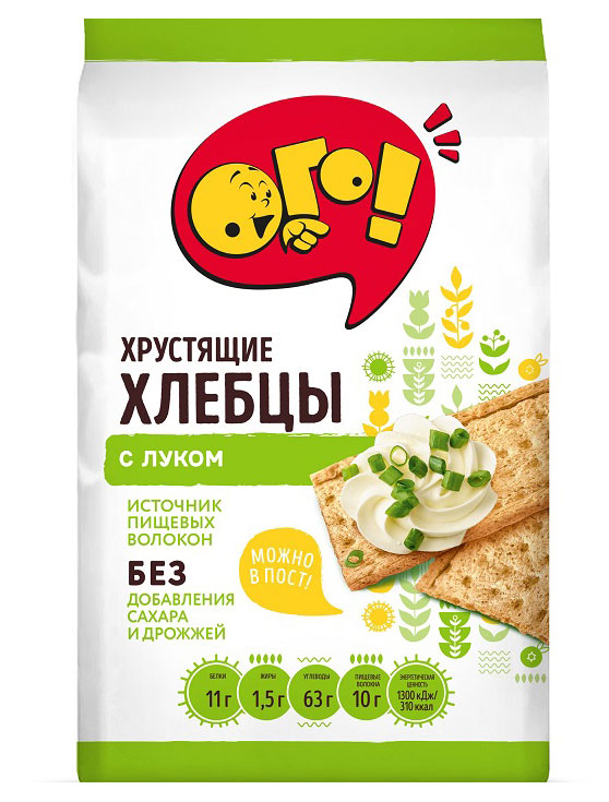

Хлебцы ОГО! с луком без сахара, без дрожжей, 75 г