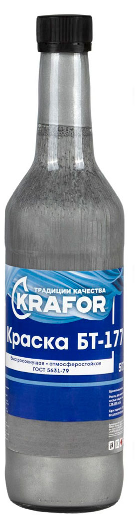 

Краска KRAFOR БТ-17 Серебрянка, 0,5 л