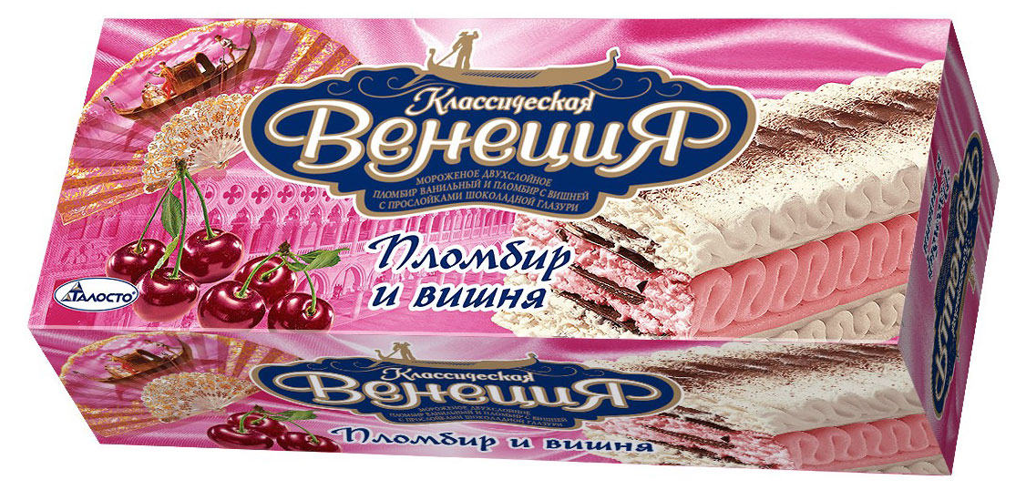 

Мороженое пломбир Талосто Классическая Венеция двухслойное с вишней БЗМЖ, 450 г