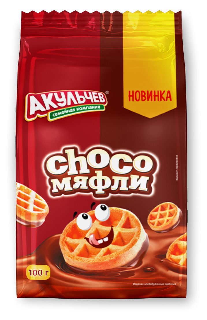 

Вафли мягкие Акульчев Choco-мяфли в глазури, 120 г