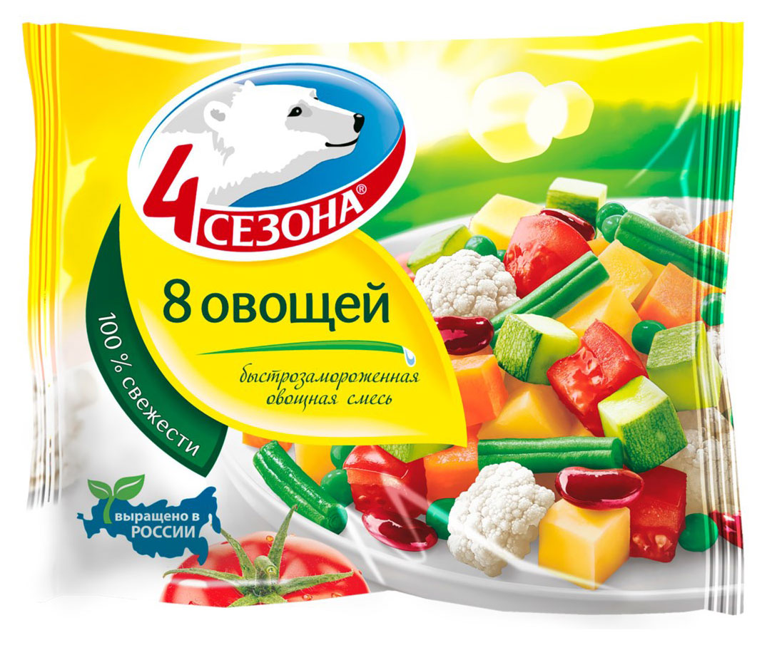 

Овощная смесь 4 Сезона 8 овощей замороженная, 400 г