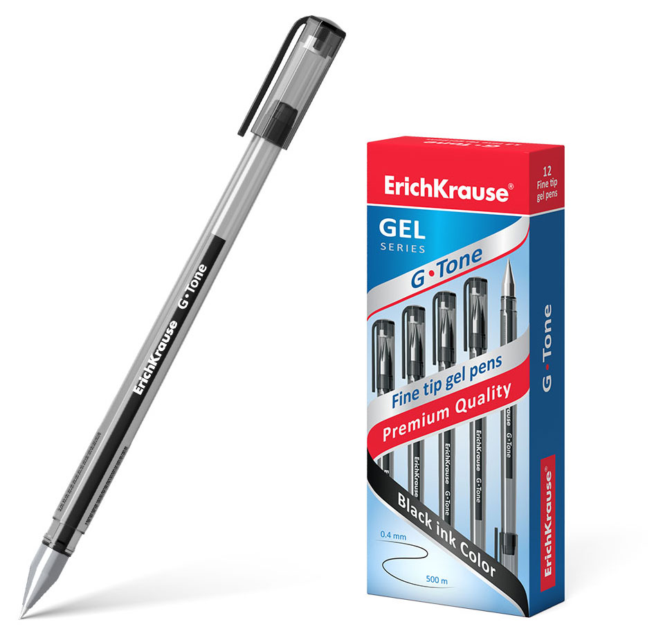 

Ручка гелевая ErichKrause G-Tone черная тонкая, 1 шт