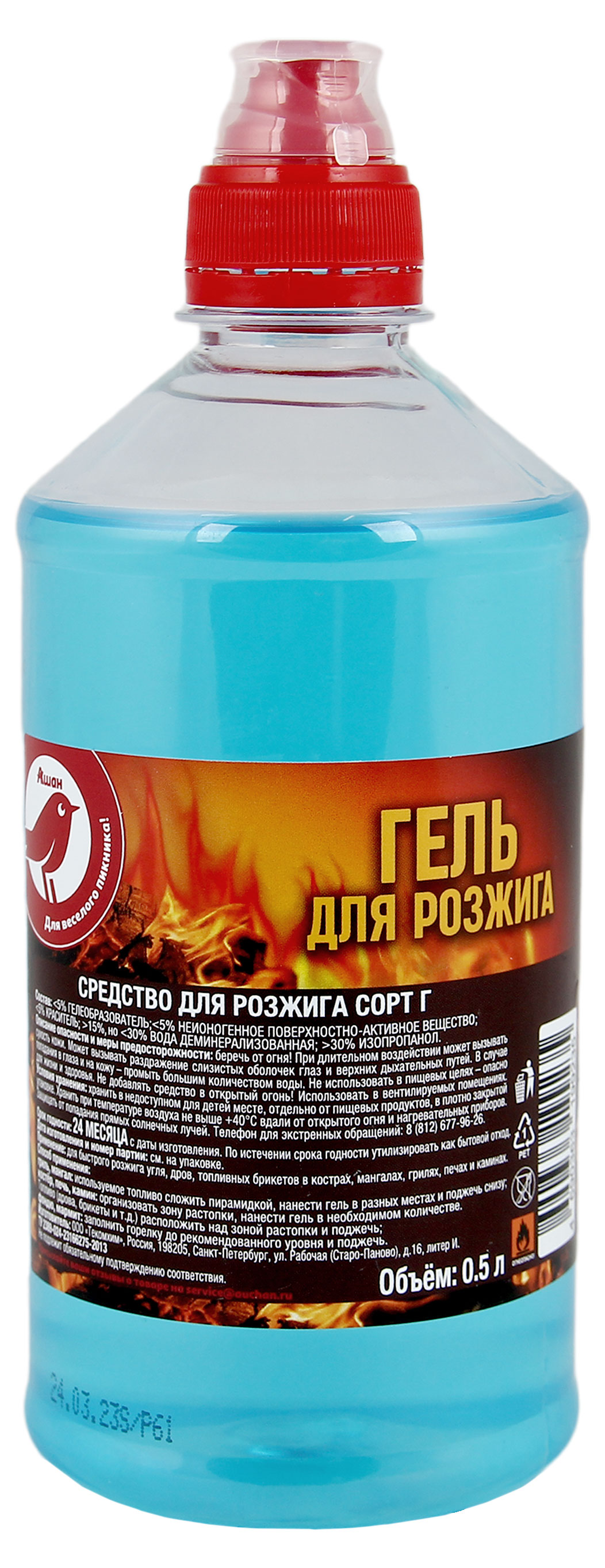 

Гель АШАН Красная птица для розжига, 0,5 л