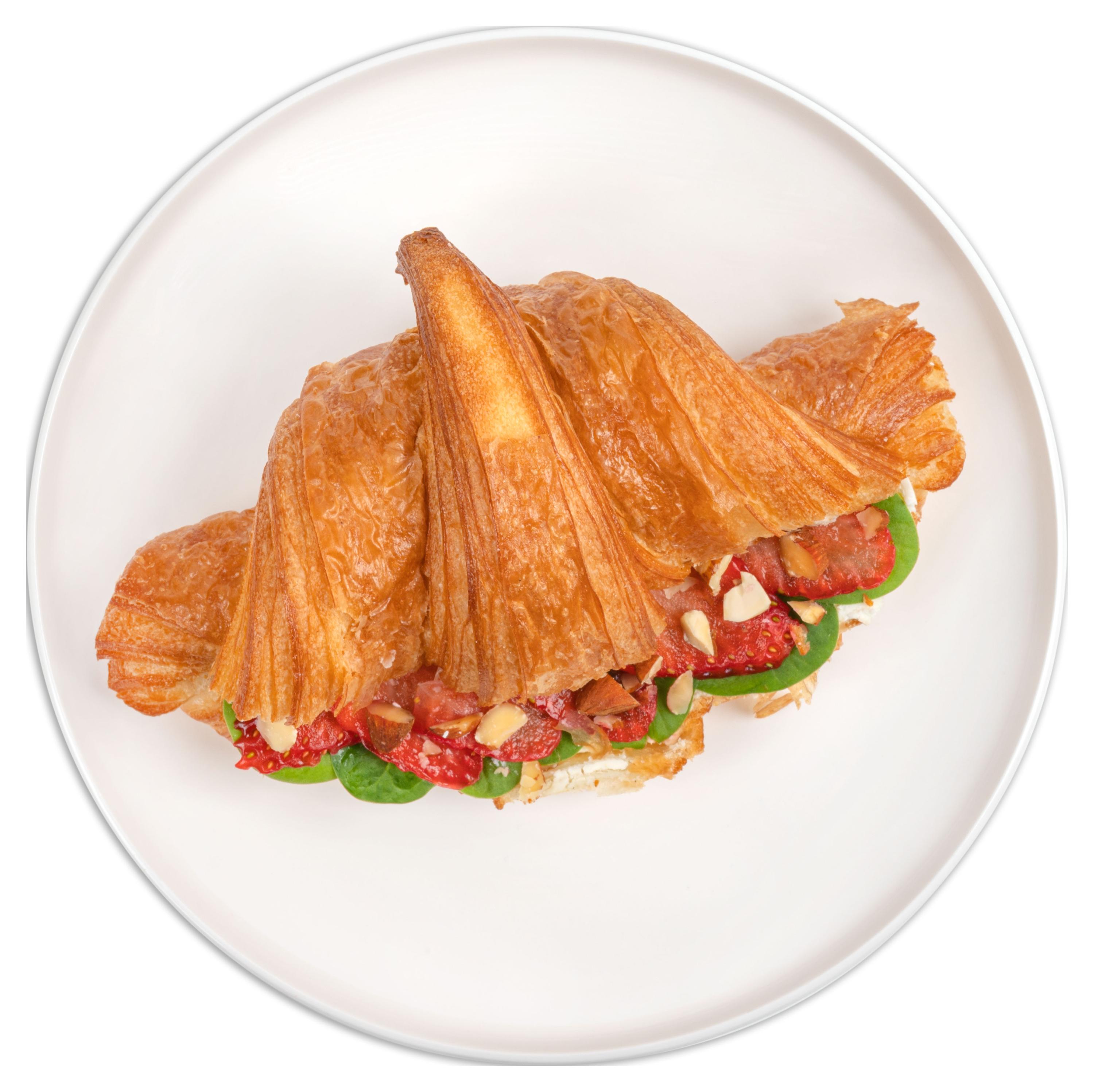 

Круассан АШАН с клубникой, голубым сыром и шпинатом, 1 шт