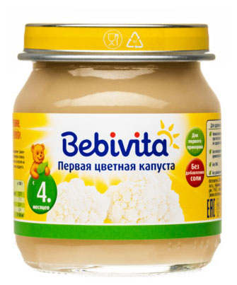 

Пюре Bebivita Первая цветная капуста с 4 мес., 100 г