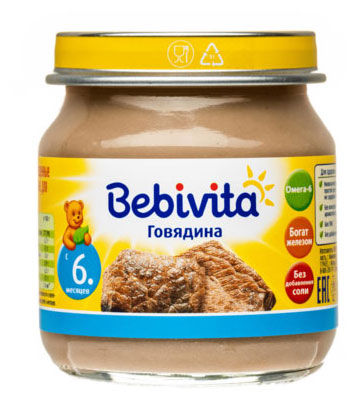 

Пюре Bebivita Говядина с 6 мес., 100 г