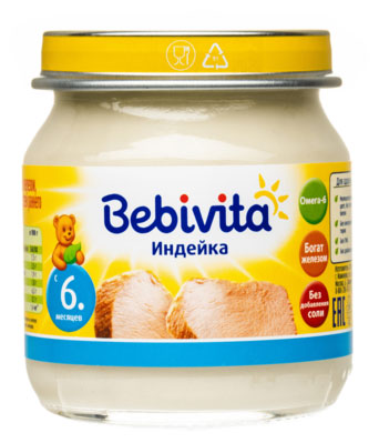 

Пюре Bebivita Индейка с 6 мес., 100 г