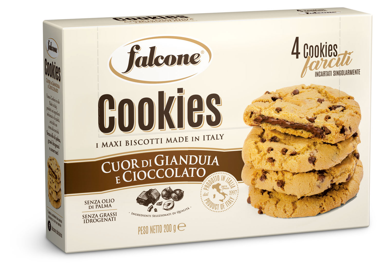 

Печенье сахарное Falcone Cookies с ореховым кремом, Falcone 200 гр