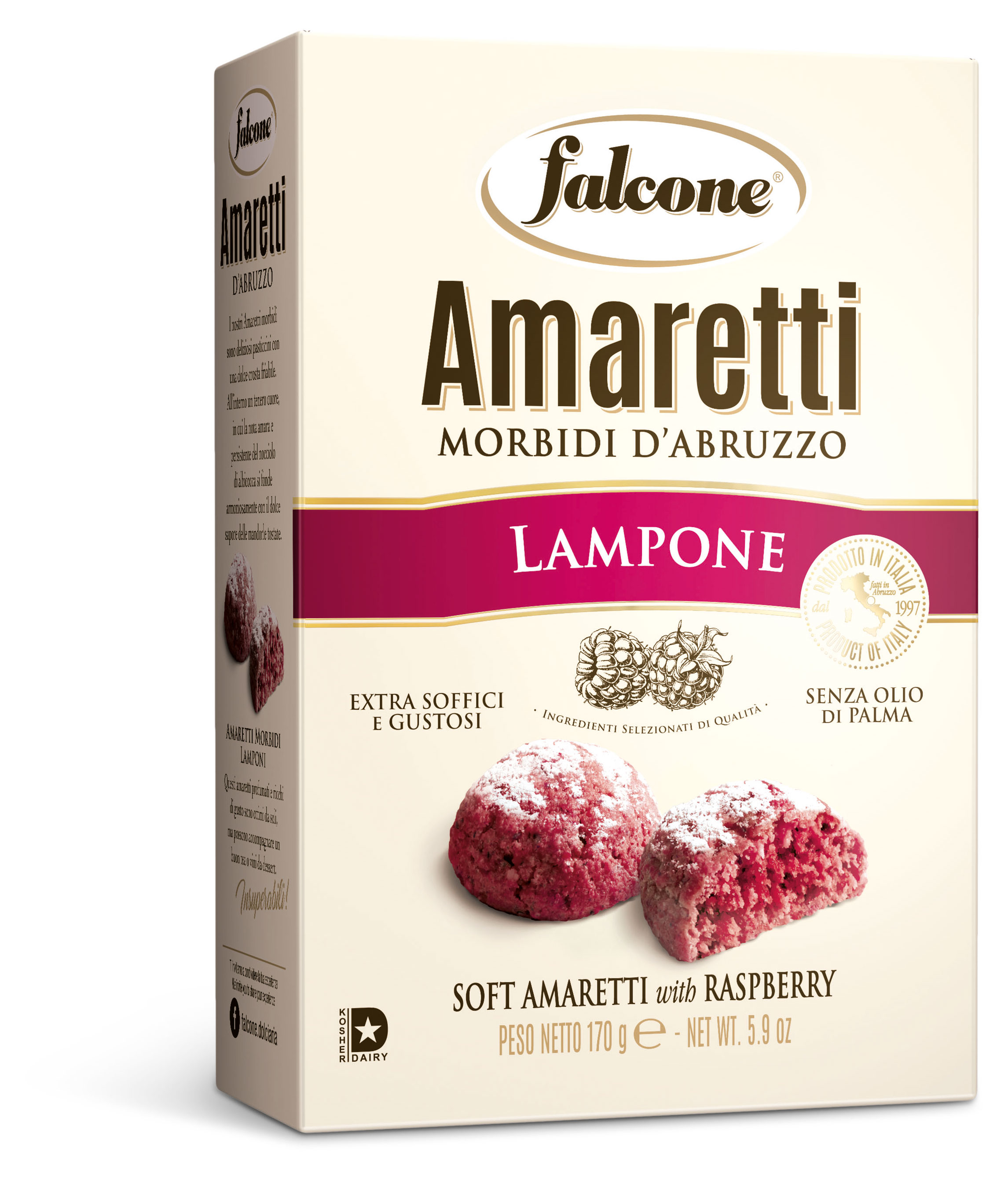 

Печенье сахарное Falcone Амаретти мягкие итальянские со вкусом малины, 170 г