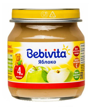 

Пюре Bebivita Яблоко с витамином С с 4 мес., 100 г