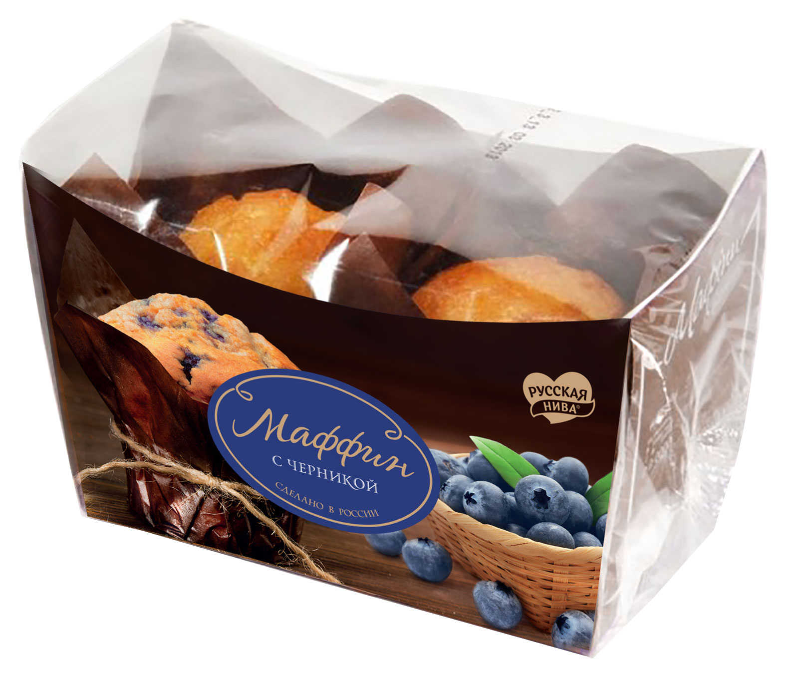 

Маффины Русская Нива с черникой 2 шт, 160 г