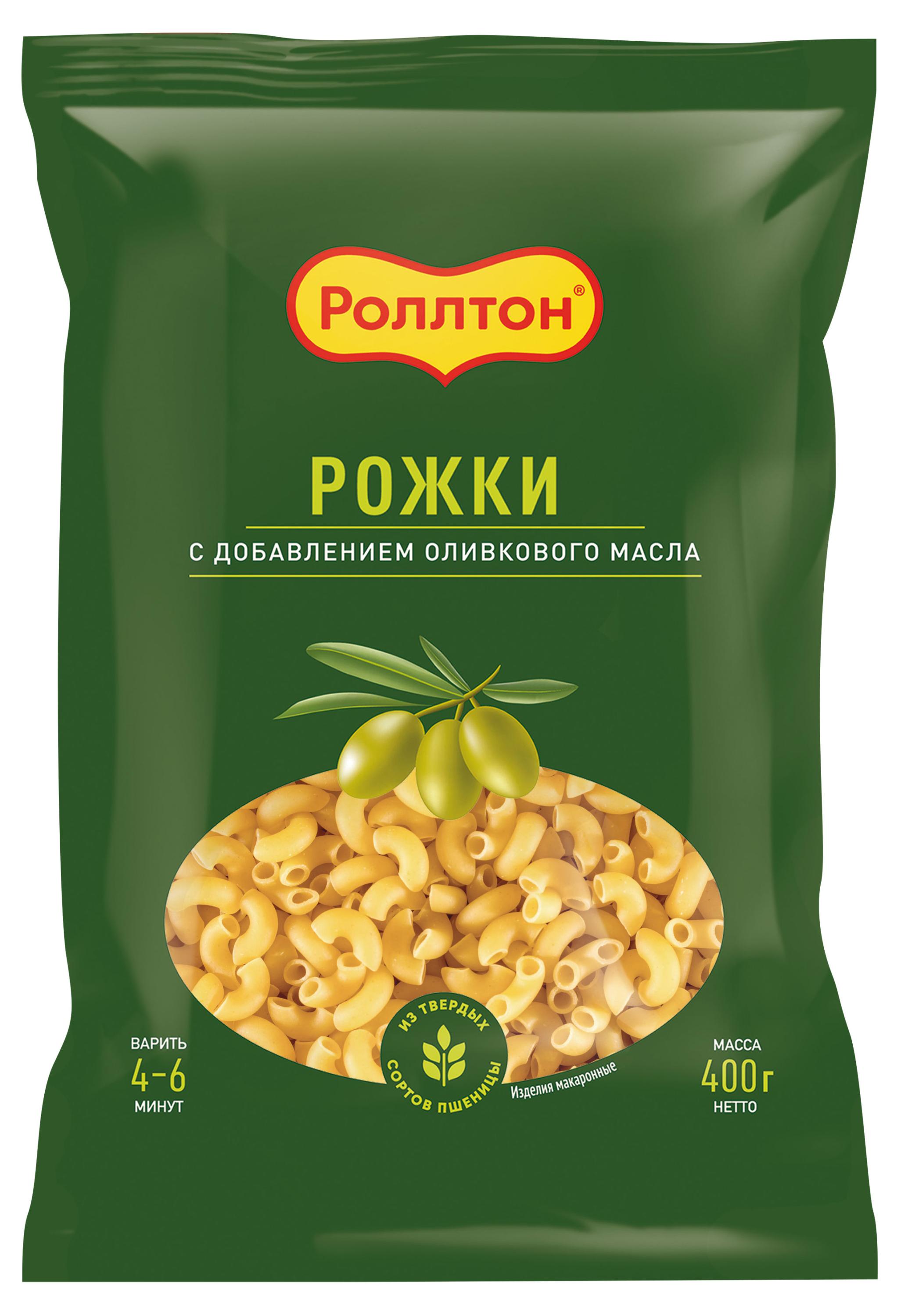

Макаронные изделия Роллтон Рожки с оливковым маслом, 400 г
