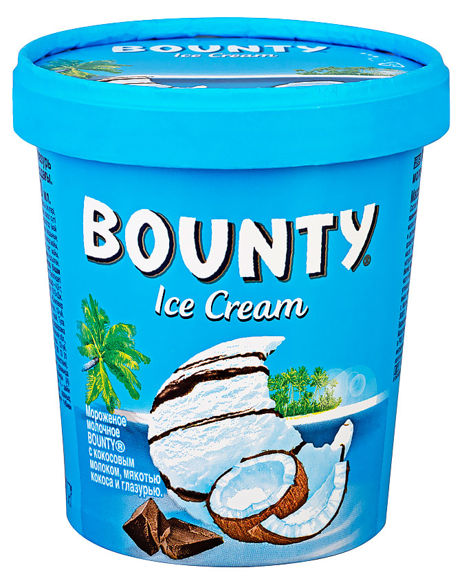 

Мороженое молочное Bounty с кокосовым молоком, мякотью кокоса и молочным шоколадом ведро БЗМЖ, 272 г