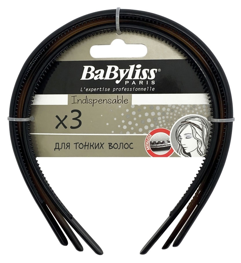 

Ободки для волос BaByliss черные, 3 шт