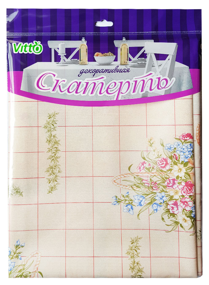 

Скатерть Vitto бежевая с цветами ПВХ, 130х110 см